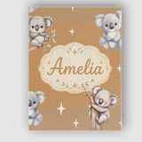 Personalised Name Cute Baby Koala Bears Custom  Modern Room Accent Elegant Feature Canvas Wall Art Print Decor Picture Ready to Hang