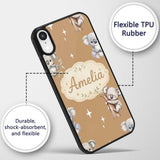Cute Baby Koala Bears with Stars on Warm Brown Custom Name Protective Phone Case Mobile Cover Durable Everyday Smartphone Shock Resistant