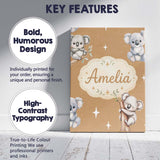 Personalised Name Cute Baby Koala Bears Custom  Modern Room Accent Elegant Feature Canvas Wall Art Print Decor Picture Ready to Hang