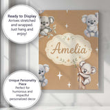 Personalised Name Cute Baby Koala Bears Custom  Modern Room Accent Elegant Feature Canvas Wall Art Print Decor Picture Ready to Hang