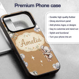Cute Baby Koala Bears with Stars on Warm Brown Custom Name Protective Phone Case Mobile Cover Durable Everyday Smartphone Shock Resistant