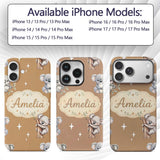 Cute Baby Koala Bears with Stars on Warm Brown Custom Name Protective Phone Case Mobile Cover Durable Everyday Smartphone Shock Resistant