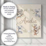 Personalised Name Cute Baby Koala Bears Custom  Modern Room Accent Elegant Feature Canvas Wall Art Print Decor Picture Ready to Hang