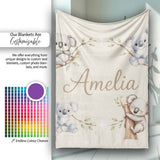 Cute Baby Koala Bears with Stars on Soft Beige Background Seamless  Personalised Custom Name Super Soft Fleece Blanket Bed Sofa Throw