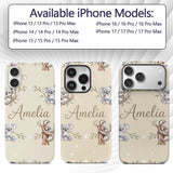 Cute Baby Koala Bears with Stars on Soft Beige Custom Name Protective Phone Case Mobile Cover Durable Everyday Smartphone Shock Resistant