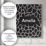 Personalised Name Pebble Outline Network Black Cream Organic Abstract Custom Home Unique Canvas Wall Art Print Decor Picture Ready to Hang