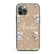 Cute Baby Koala Bears with Stars on Warm Beige Custom Name Protective Phone Case Mobile Cover Durable Everyday Smartphone Shock Resistant