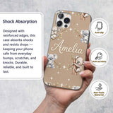 Cute Baby Koala Bears with Stars on Warm Beige Custom Name Protective Phone Case Mobile Cover Durable Everyday Smartphone Shock Resistant