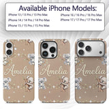 Cute Baby Koala Bears with Stars on Warm Beige Custom Name Protective Phone Case Mobile Cover Durable Everyday Smartphone Shock Resistant