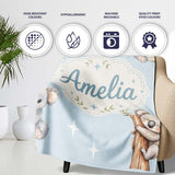 Cute Baby Koala Bears with Stars on Soft Blue Background Seamless  Personalised Custom Name Super Soft Fleece Blanket Bed Sofa Throw