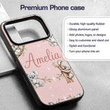 Cute Baby Koala Bears with Stars on Blush Pink Custom Name Protective Phone Case Mobile Cover Durable Everyday Smartphone Shock Resistant