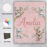 Personalised Name Cute Baby Koala Bears Custom  Modern Room Accent Elegant Feature Canvas Wall Art Print Decor Picture Ready to Hang