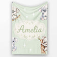 Cute Baby Koala Bears with Stars on Sage Green Background Seamless  Personalised Custom Name Super Soft Fleece Blanket Bed Sofa Throw