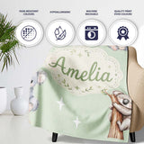 Cute Baby Koala Bears with Stars on Sage Green Background Seamless  Personalised Custom Name Super Soft Fleece Blanket Bed Sofa Throw