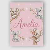 Personalised Name Cute Baby Koala Bears Custom  Modern Room Accent Elegant Feature Canvas Wall Art Print Decor Picture Ready to Hang