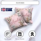 Custom Name Baby Koala Bears with Stars on Dusty Rose Background Square Filled Cushion Throw Pillow Sofa Bed Home Decor Zip Washable UK Made