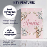Personalised Name Cute Baby Koala Bears Custom  Modern Room Accent Elegant Feature Canvas Wall Art Print Decor Picture Ready to Hang