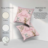 Custom Name Baby Koala Bears with Stars on Dusty Rose Background Square Filled Cushion Throw Pillow Sofa Bed Home Decor Zip Washable UK Made