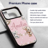 Cute Baby Koala Bears with Stars on Dusty Rose Custom Name Protective Phone Case Mobile Cover Durable Everyday Smartphone Shock Resistant