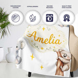Cute Baby Koala Bears with Yellow Stars on Light Grey Background  Personalised Custom Name Super Soft Fleece Blanket Bed Sofa Throw