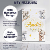 Personalised Name Cute Baby Koala Bears Custom  Modern Room Accent Elegant Feature Canvas Wall Art Print Decor Picture Ready to Hang