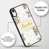 Cute Baby Koala Bears with Yellow Stars on Light Custom Name Protective Phone Case Mobile Cover Durable Everyday Smartphone Shock Resistant