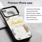 Cute Baby Koala Bears with Yellow Stars on Light Custom Name Protective Phone Case Mobile Cover Durable Everyday Smartphone Shock Resistant