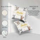 Custom Name Baby Koala Bears with Stars on Light Grey Background Square Filled Cushion Throw Pillow Sofa Bed Home Decor Zip Washable UK Made