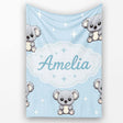 Cute Cartoon Koala Bears with Stars on Blue Background Seamless  Personalised Custom Name Super Soft Fleece Blanket Bed Sofa Throw