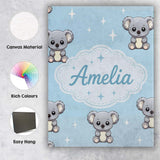 Personalised Name Cute Cartoon Koala Bears Custom  Unique Gift Idea Elegant Feature Canvas Wall Art Print Decor Picture Ready to Hang