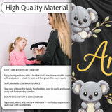 Cute Cartoon Koala Bears with Yellow Stars on Black Background  Personalised Custom Name Super Soft Fleece Blanket Bed Sofa Throw