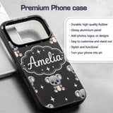 Cute Cartoon Koala Bears with White Stars on Dark Custom Name Protective Phone Case Mobile Cover Durable Everyday Smartphone Shock Resistant