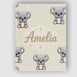 Personalised Name Cute Cartoon Koala Bears Custom  Unique Gift Idea Elegant Feature Canvas Wall Art Print Decor Picture Ready to Hang
