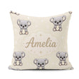 Custom Name Cartoon Koala Bears with White Stars on Light Beige Square Filled Cushion Throw Pillow Sofa Bed Home Decor Zip Washable UK Made