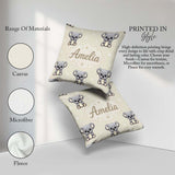 Custom Name Cartoon Koala Bears with White Stars on Light Beige Square Filled Cushion Throw Pillow Sofa Bed Home Decor Zip Washable UK Made