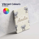 Personalised Name Cute Cartoon Koala Bears Custom  Unique Gift Idea Elegant Feature Canvas Wall Art Print Decor Picture Ready to Hang