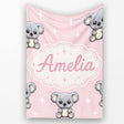 Cute Cartoon Koala Bears with White Stars on Soft Pink Background  Personalised Custom Name Super Soft Fleece Blanket Bed Sofa Throw