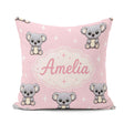 Custom Name Koala Bears with White Stars on Soft Pink Background Square Filled Cushion Throw Pillow Sofa Bed Home Decor Zip Washable UK Made
