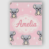 Personalised Name Cute Cartoon Koala Bears Custom  Unique Gift Idea Elegant Feature Canvas Wall Art Print Decor Picture Ready to Hang