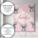 Personalised Name Cute Cartoon Koala Bears Custom  Unique Gift Idea Elegant Feature Canvas Wall Art Print Decor Picture Ready to Hang
