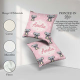 Custom Name Koala Bears with White Stars on Soft Pink Background Square Filled Cushion Throw Pillow Sofa Bed Home Decor Zip Washable UK Made