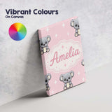 Personalised Name Cute Cartoon Koala Bears Custom  Unique Gift Idea Elegant Feature Canvas Wall Art Print Decor Picture Ready to Hang