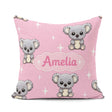 Custom Name Koala Bears with White Stars on Rose Pink Background Square Filled Cushion Throw Pillow Sofa Bed Home Decor Zip Washable UK Made