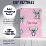 Personalised Name Cute Cartoon Koala Bears Custom  Unique Gift Idea Elegant Feature Canvas Wall Art Print Decor Picture Ready to Hang