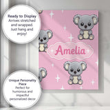 Personalised Name Cute Cartoon Koala Bears Custom  Unique Gift Idea Elegant Feature Canvas Wall Art Print Decor Picture Ready to Hang