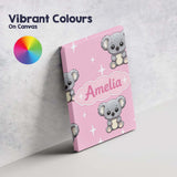 Personalised Name Cute Cartoon Koala Bears Custom  Unique Gift Idea Elegant Feature Canvas Wall Art Print Decor Picture Ready to Hang