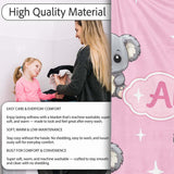 Cute Cartoon Koala Bears with White Stars on Rose Pink Background  Personalised Custom Name Super Soft Fleece Blanket Bed Sofa Throw