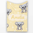 Cute Baby Koala Bears on Soft Beige Background Seamless Pattern  Personalised Custom Name Super Soft Fleece Blanket Bed Sofa Throw