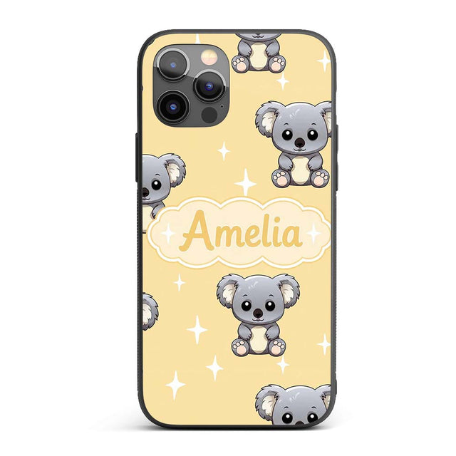 Cute Baby Koala Bears on Soft Beige Background Custom Name Protective Phone Case Mobile Cover Durable Everyday Smartphone Shock Resistant
