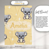 Cute Baby Koala Bears on Soft Beige Background Seamless Pattern  Personalised Custom Name Super Soft Fleece Blanket Bed Sofa Throw
